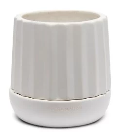 Plantenbak Rond, Bloempot Met Ribbel - Let It Grow - Wit - Maat S