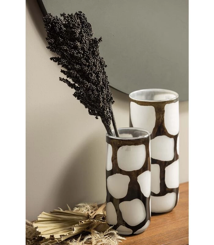 Blair Handgemaakte Vaas- Glas - Zwart/ Wit - 28x12x12 2 Blair Handgemaakte Vaas- Glas - Zwart/ Wit - 28x12x12 - Afbeelding 2