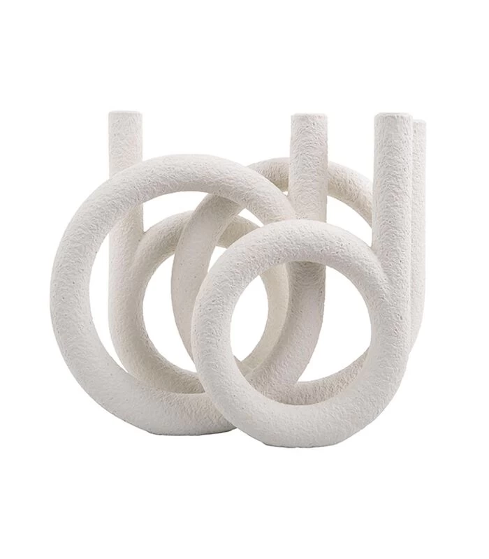 PRESENT TIME Kandelaar Rings - Polyresin - Wit - 38x14,5x30cm 1 PRESENT TIME Kandelaar Rings - Polyresin - Wit - 38x14,5x30cm