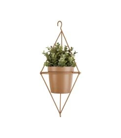 PRESENT TIME Hangende Plantenpot Spatial Diamond - IJzer Karamel Bruin - 13x12cm
