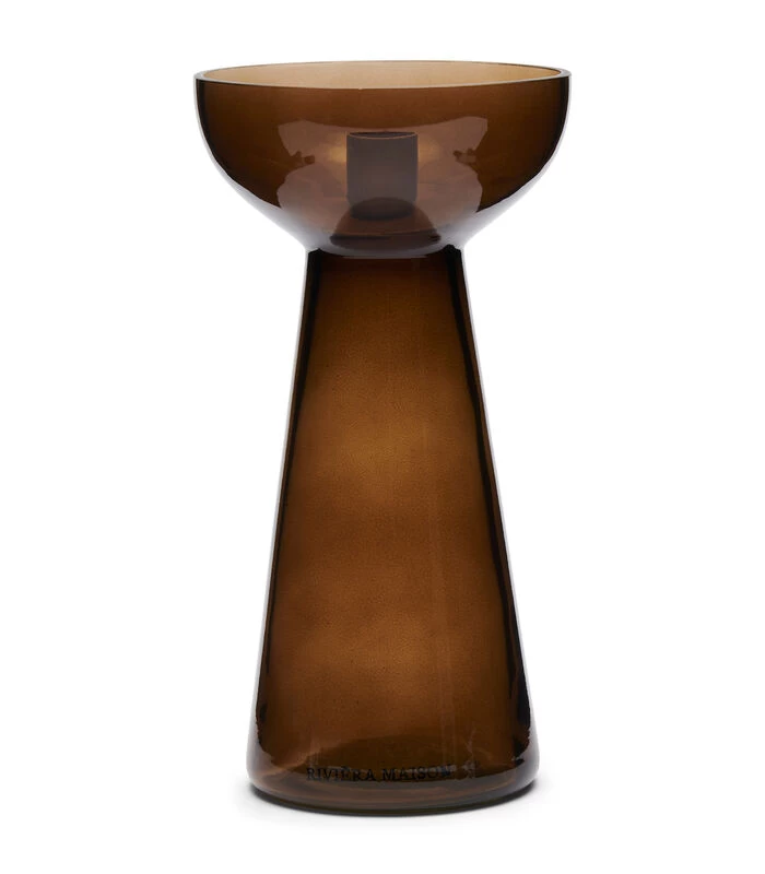 Kaarshouder Glas, Hoge Kandelaar - Amber Stone - Bruin - Maat M 1 Kaarshouder Glas, Hoge Kandelaar - Amber Stone - Bruin - Maat M