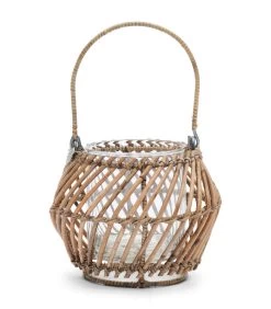 Waxinelichtjeshouder - Theelichthouder - Rustic Rattan Diagonal Weave - Naturel