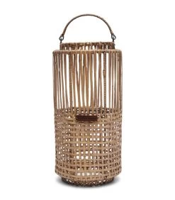 Lantaarn, Windlicht, Kaarsenhouder - Webbing - Bruin