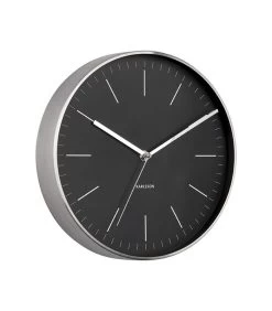 Karlsson Wandklok Minimal - Zwart, Nikkel Behuizing - Ø27,5cm