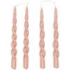 Gedraaide Dinerkaars, Set, Swirl Kaarsen - Twisted Candles - Roze