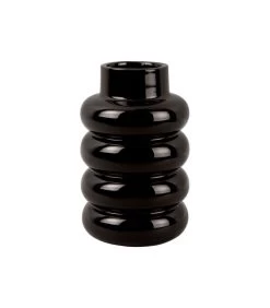 PRESENT TIME Vaas Bobbly Glazed - Zwart - Ø15x24cm