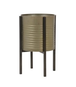 Bloempot + Standaard Caski - Tin Brons/Zwart - Ø28,5x80cm