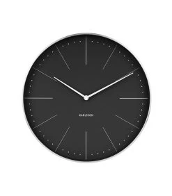 Karlsson Wandklok Normann Station - Zwart, Geborsteld Case - Ø37,5cm