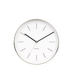 Karlsson Wandklok Minimal - Wit, Shiny Goud Behuizing - Ø27,5cm