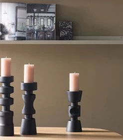 Midi Kandelaar - Mangohout - Zwart - 36x12x12 -Decoratie Verkoop 632d055f257f427fb2529f3de827fb43