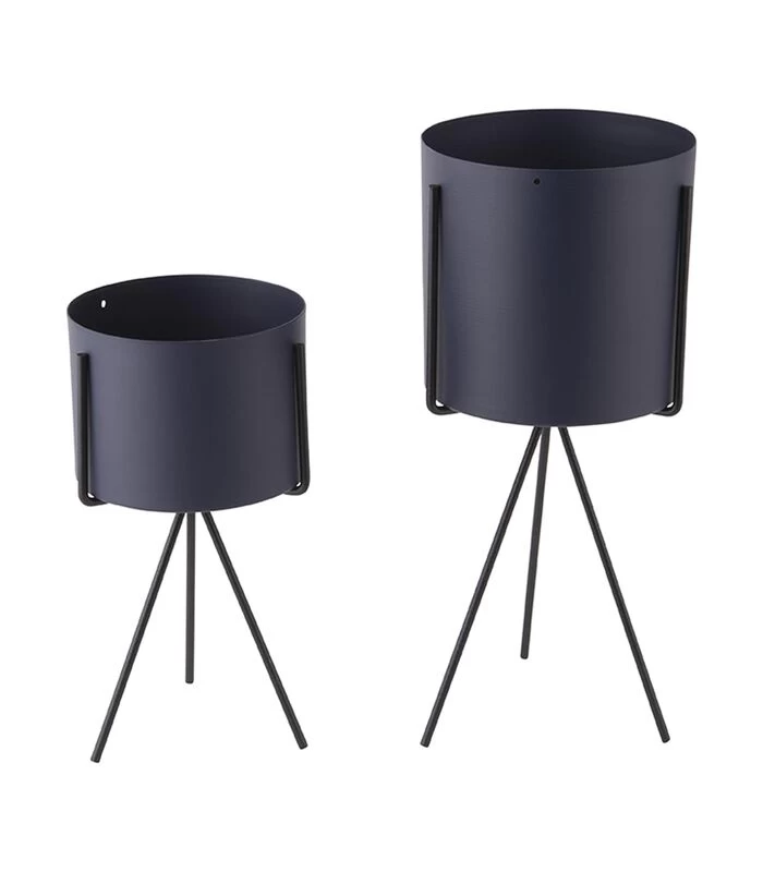 PRESENT TIME Plantenpot Set Pedestal - IJzer Nachtblauw - 29,5x12,5cm & 22x10,5cm 1 PRESENT TIME Plantenpot Set Pedestal - IJzer Nachtblauw - 29,5x12,5cm & 22x10,5cm