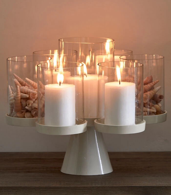 Kaarsenhouder, Windlicht, Decoratie En Stompkaarsen - Porto - Beige 2 Kaarsenhouder, Windlicht, Decoratie En Stompkaarsen - Porto - Beige - Afbeelding 2