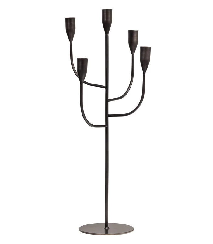 Kent Kandelaar - Metaal - Zwart - 57x26x26 1 Kent Kandelaar - Metaal - Zwart - 57x26x26