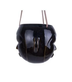PRESENT TIME Hangende Plantenpot Mask - Glazuur Donker Bruin - Rond - 12x18,4x15,2cm -Decoratie Verkoop 934fc87336f248db83de76762269c043