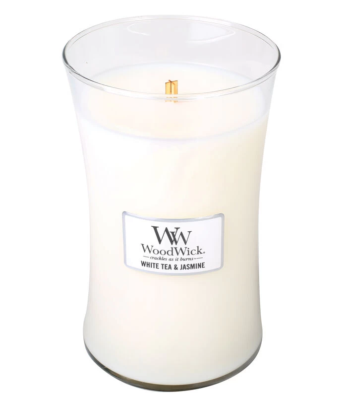 WoodWick Kaars White Tea & Jasmine Large Kaars 1 WoodWick Kaars White Tea & Jasmine Large Kaars