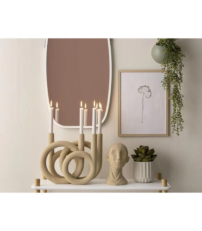 PRESENT TIME Kandelaar Rings - Polyresin - Zandbruin - 38x14,5x30cm 2 PRESENT TIME Kandelaar Rings - Polyresin - Zandbruin - 38x14,5x30cm - Afbeelding 2