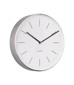 Karlsson Wandklok Minimal - Wit, Nikkel Behuizing - Ø27,5cm