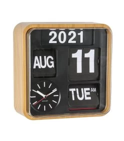 Karlsson Wandklok Mini Flip - Bamboe Behuizing - 24x24x10cm