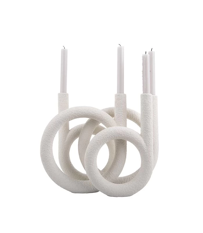 PRESENT TIME Kandelaar Rings - Polyresin - Wit - 38x14,5x30cm 4 PRESENT TIME Kandelaar Rings - Polyresin - Wit - 38x14,5x30cm - Afbeelding 4