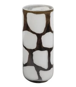 Blair Handgemaakte Vaas - Glas - Zwart/ Wit - 34x14x14