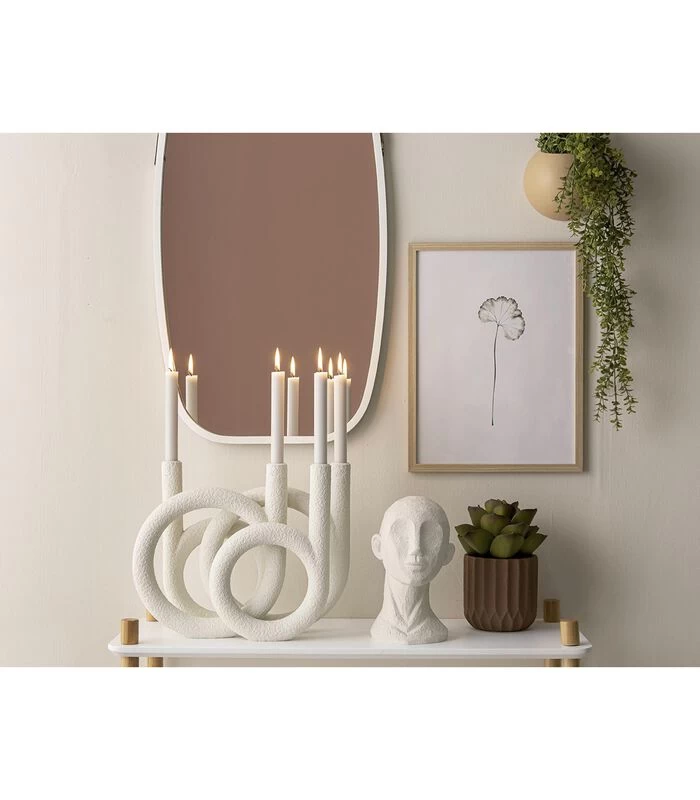 PRESENT TIME Kandelaar Rings - Polyresin - Wit - 38x14,5x30cm 3 PRESENT TIME Kandelaar Rings - Polyresin - Wit - 38x14,5x30cm - Afbeelding 3