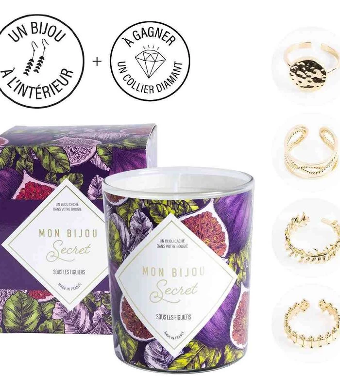 Geurkaars Vijg Met Gouden Messing Ring 2 Geurkaars Vijg Met Gouden Messing Ring - Afbeelding 2