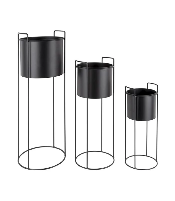 PRESENT TIME Plantenpot Set Essence - IJzer Zwart - Rond - 80x28cm & 28x23cm & 50x19cm 1 PRESENT TIME Plantenpot Set Essence - IJzer Zwart - Rond - 80x28cm & 28x23cm & 50x19cm