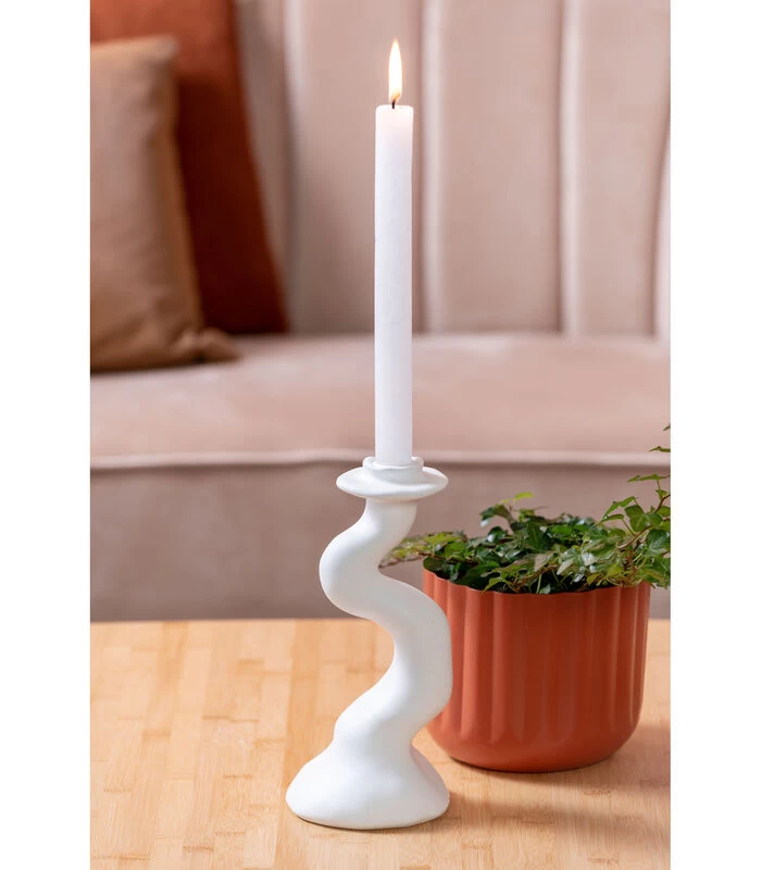 PRESENT TIME Kaarsenhouder Organic Swirl - Wit - 12x11,5x25,5cm 3 PRESENT TIME Kaarsenhouder Organic Swirl - Wit - 12x11,5x25,5cm - Afbeelding 3